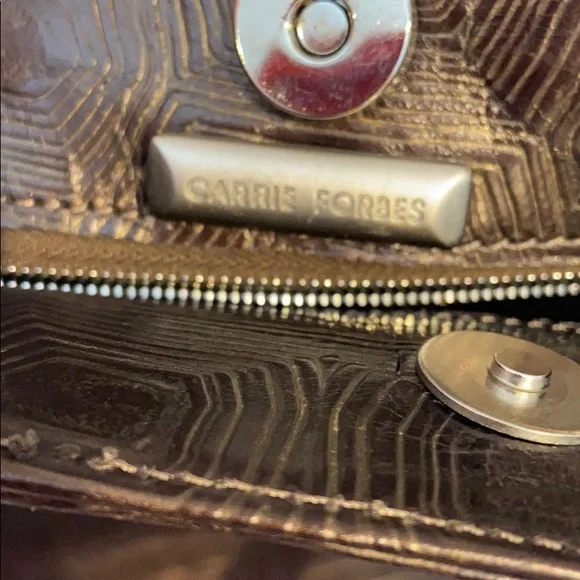 Carrie Forbes Brown Embossed Leather Tote Bag